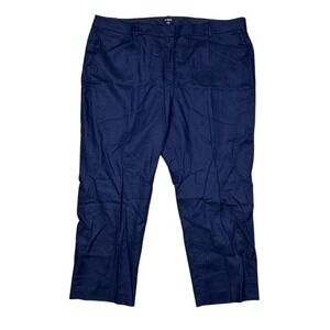NWT J. Crew Factory‎ Women's Kallie Linen Blend Blue Straight-Leg Pants Size 22